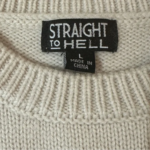 Straight to Hell Women's sweet revenge Cream Panther Sweater - Picture 6 of 8